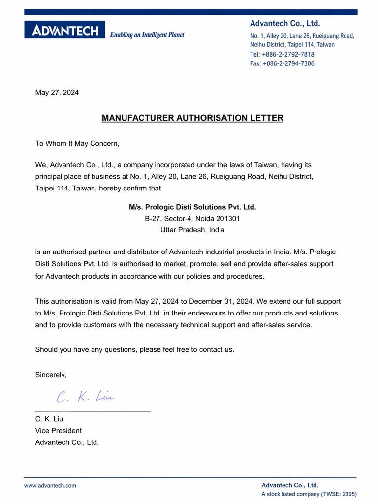 Appointed Calibration and Service Partner certificate issued by Multiple manufacturer appointments